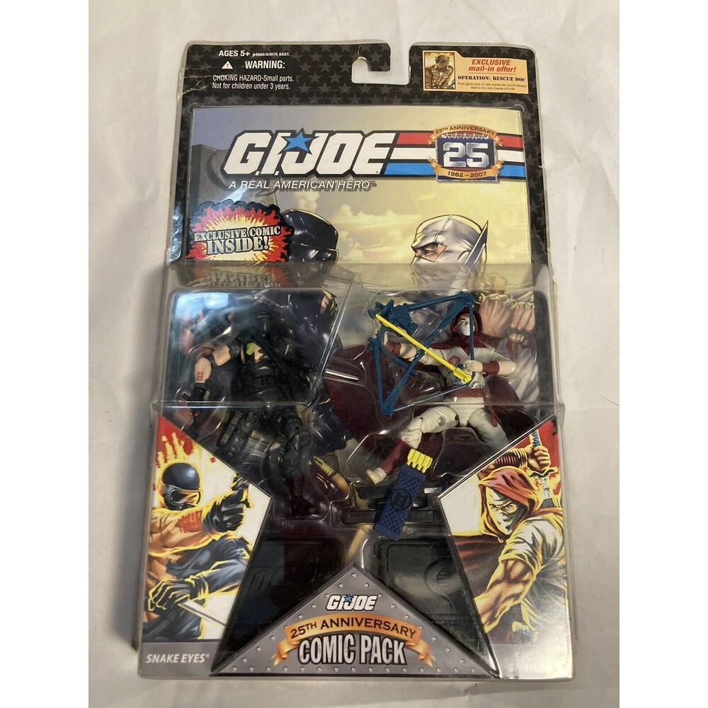 GI Joe Comic 2 Pack SNAKE EYES & STORM SHADOW Figures Cobra 25th Anniversary NIB
